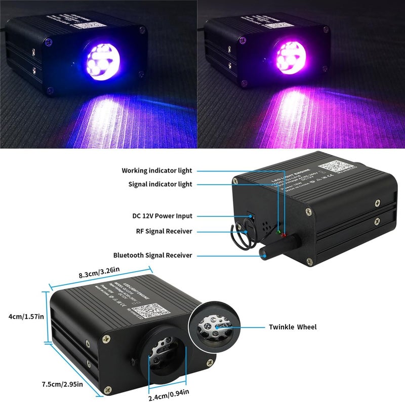 azimom 16W Twinkle & Sound Activate 550pcs*0.03in*9.8ft Fiber Optic Starlight Headliner Kits+RGB Meteor Shooting Star,APP& Remote Control Light Engine End Glow Fiber Strands Home Car Ceiling Décor - Image 4
